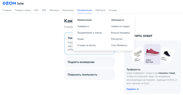 Продвижение в личном кабинете Ozon Seller